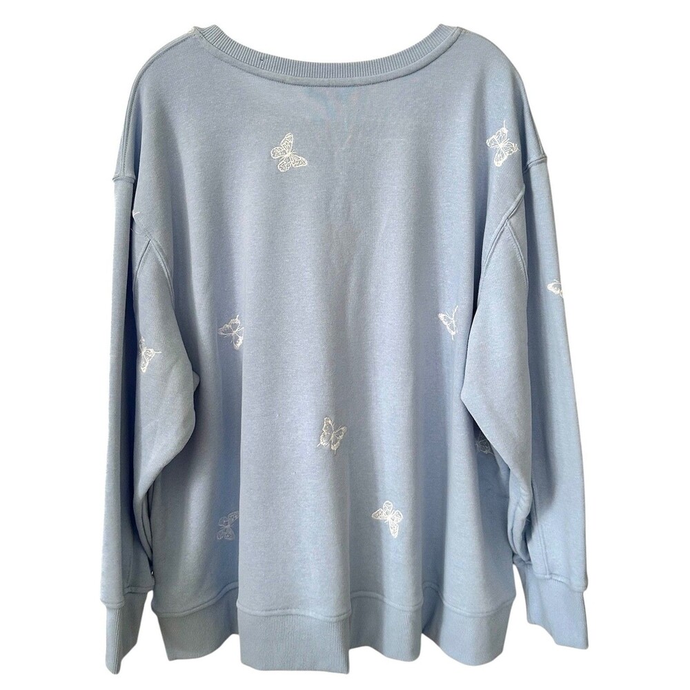Jane & Delancey Women's Embroidered Pullover Top Long Sleeve Plus Size 2X Blue - Picture 2 of 8